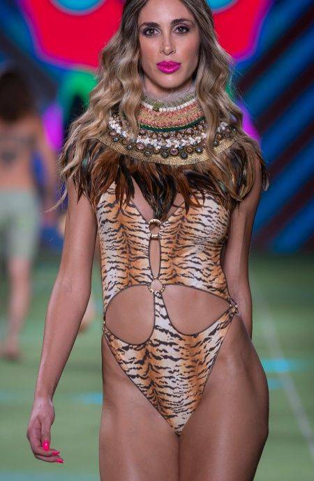 Pin Up Stars Costume Intero Con Anelle Stampa Tigre In Saldo