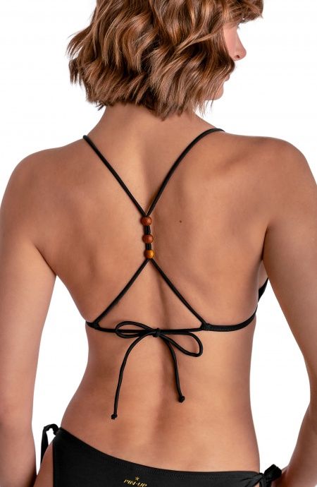 Pin Up Stars TOP BIKINI TRIANGOLO IMBOTTITO CON PERLE E CONCHIGLIE TINTA UNITA Lightning offer