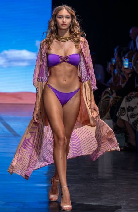 Pin Up Stars TOP BIKINI FASCIA IMBOTTITA CON INTRECCIO E PERLE TINTA UNITA Nuova