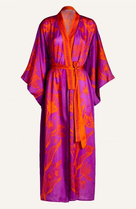 Pin Up Stars Kimono Viscosa Satin Principe Azzurro Nuovo