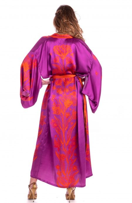 Pin Up Stars Kimono Viscosa Satin Principe Azzurro Nuovo