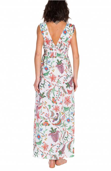 Pin Up Stars Long Dress Con Spacchi Stampa Camaleonte Qualità Garantita