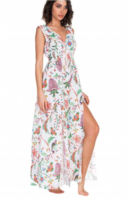Pin Up Stars Long Dress Con Spacchi Stampa Camaleonte Qualità Garantita