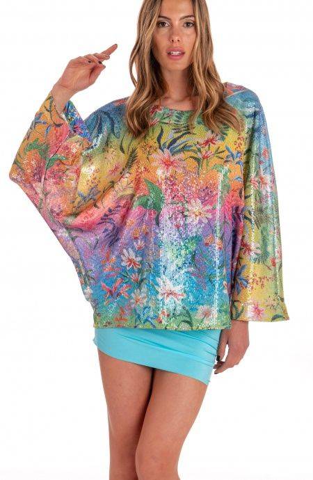 Pin Up Stars Blusa Poncho Paillettes Stampa Dune Paillettes Fino Al -60%