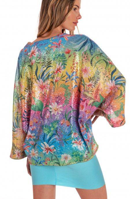 Pin Up Stars Blusa Poncho Paillettes Stampa Dune Paillettes Fino Al -60%