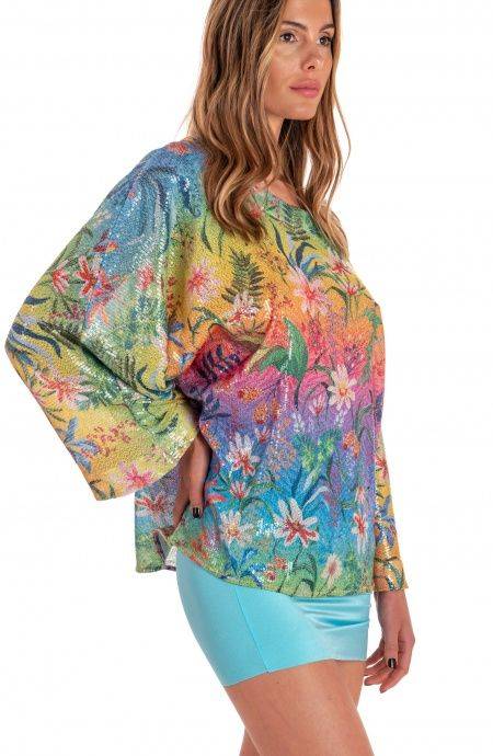 Pin Up Stars Blusa Poncho Paillettes Stampa Dune Paillettes Fino Al -60%