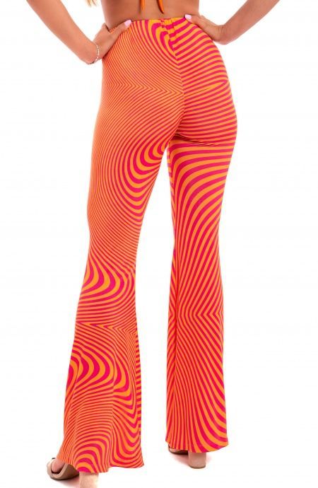 Pin Up Stars Pantalone a Zampa Jersey Stampa Optical Sconto