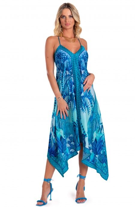 Pin Up Stars Abito Foulard Raso di Viscosa Palm Paradise Offerte
