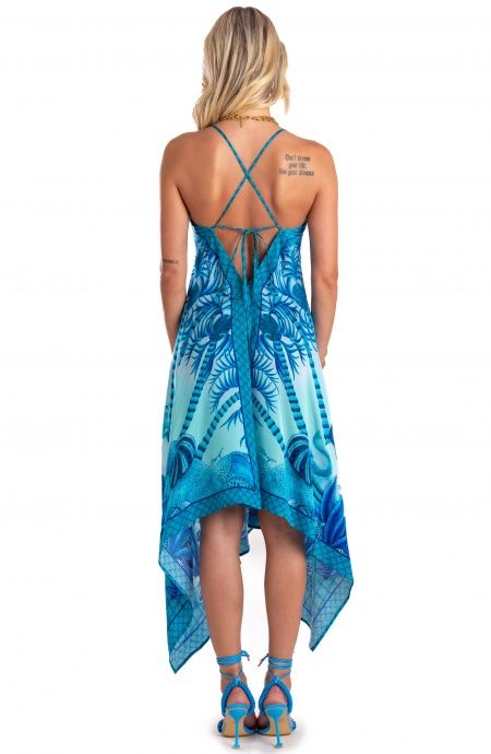 Pin Up Stars Abito Foulard Raso di Viscosa Palm Paradise Offerte