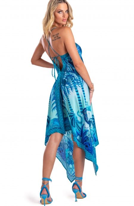 Pin Up Stars Abito Foulard Raso di Viscosa Palm Paradise Offerte