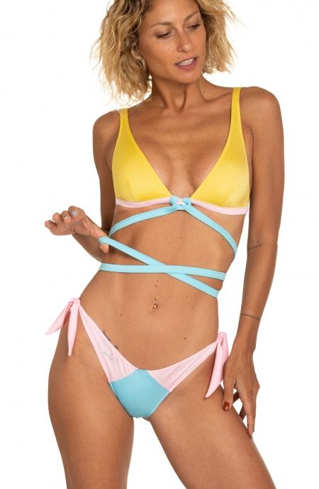Pin Up Stars Bikini Triangolo Vela Slip Fiocchi Tinta Unita Promozione Limitata