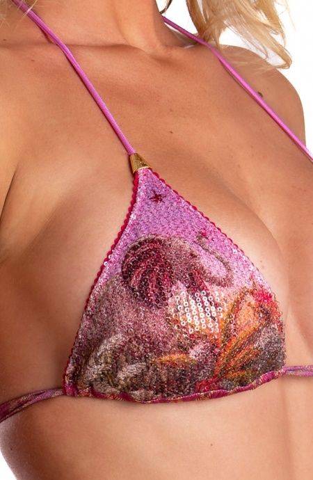 Pin Up Stars Bikini Triangolo Imbottito Palm Paradise Piquet Lurex e Paillettes Italy