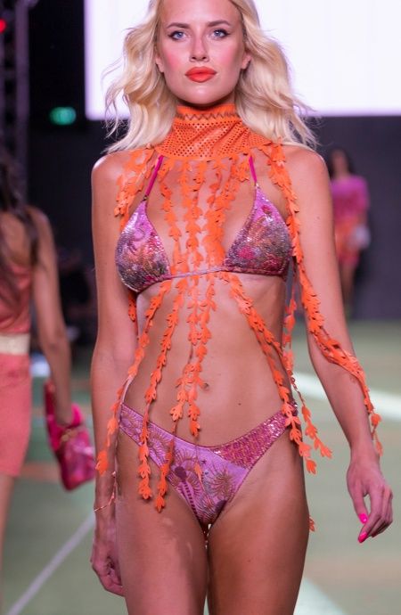 Pin Up Stars Bikini Triangolo Imbottito Palm Paradise Piquet Lurex e Paillettes Italy