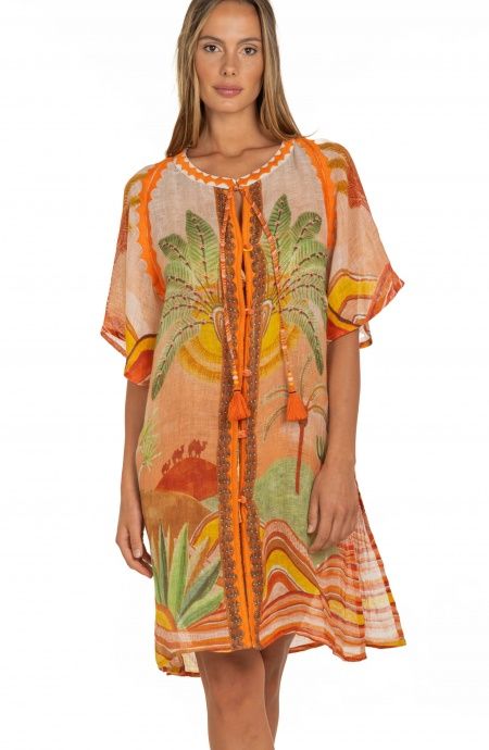 Pin Up Stars Poncho In Garza Stampa Dune In Vendita