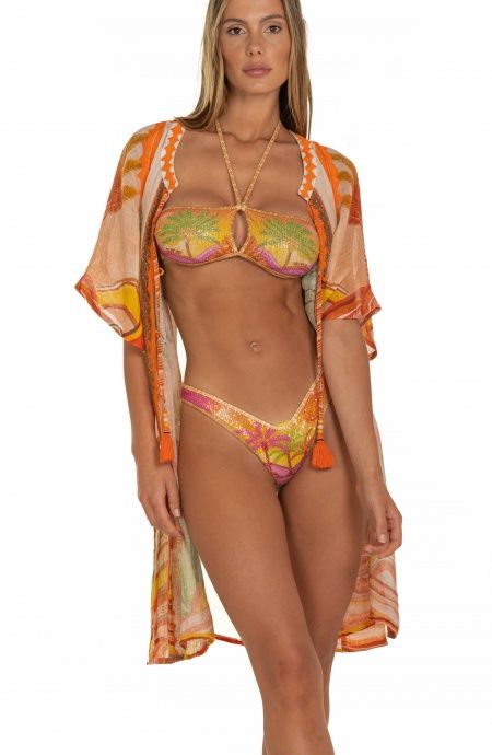 Pin Up Stars Poncho In Garza Stampa Dune In Vendita