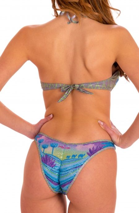 Pin Up Stars Bikini Fascia Slip Sgambato Stampa Dune Paillettes In Linea