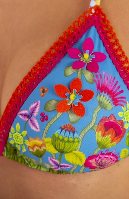 Pin Up Stars Bikini Triangolo Imbottito Slip Fiocchi Jungla Attitude Nuova