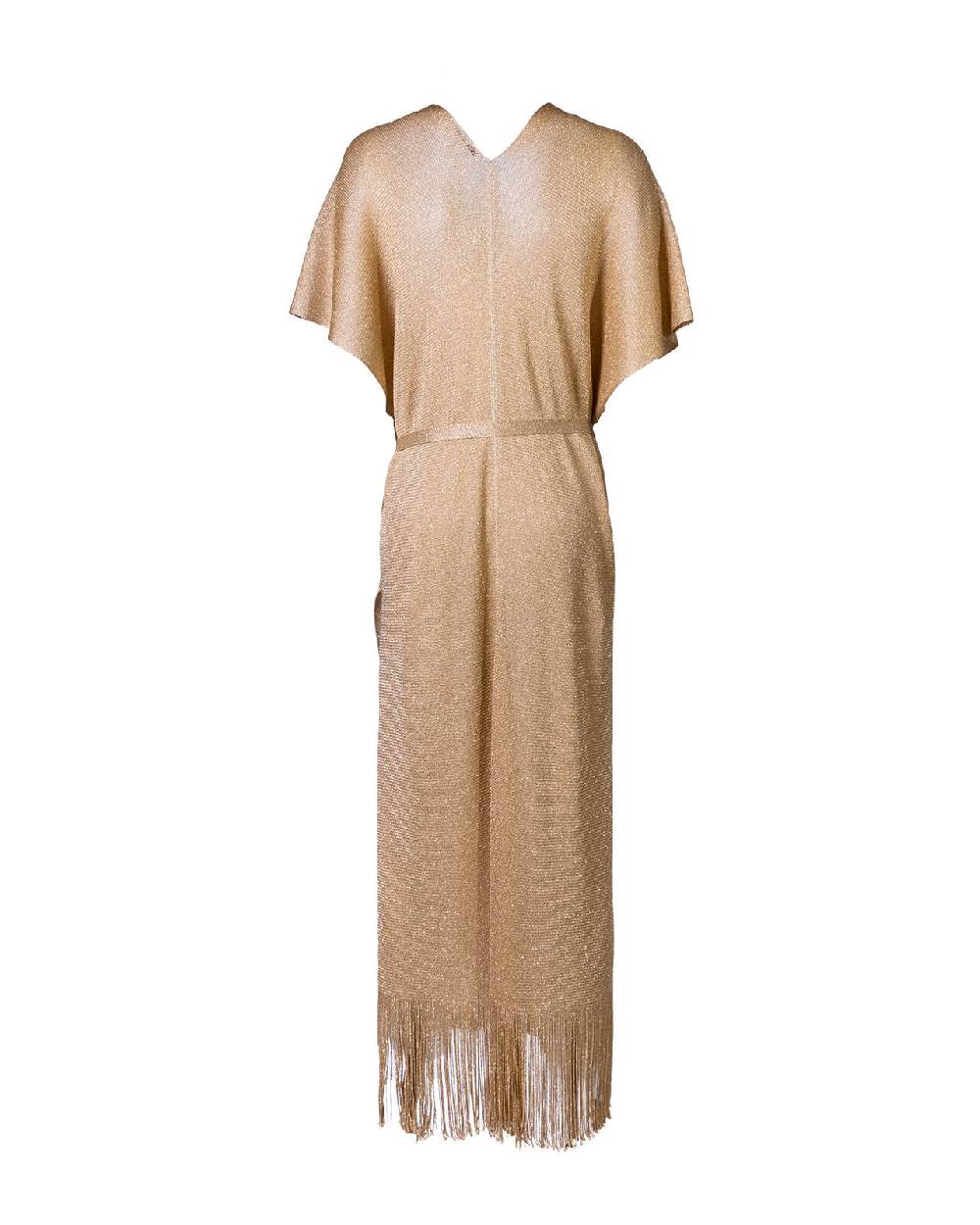 Raffaela D´Angelo Caftano in maglia lurex con frangia 2025