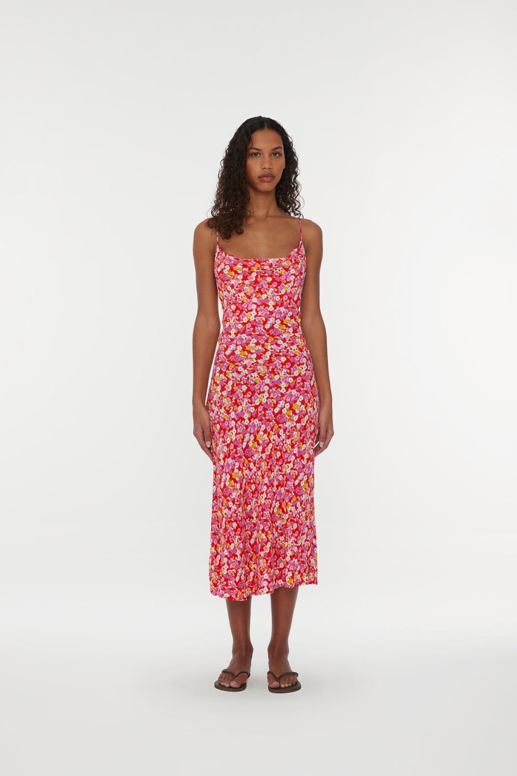 Reina Olga Jacquard Midi Strap Dress Outlet
