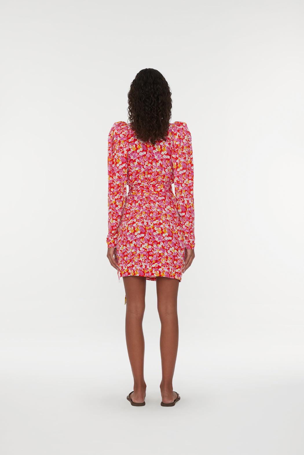Reina Olga Jacquard Mini Wrap Dress Vendita Calda