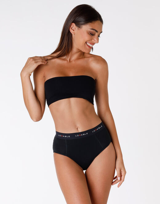 Lovable Slip alto da ciclo lavabile flusso abbondante in cotone biologico certificato, nero Offerta