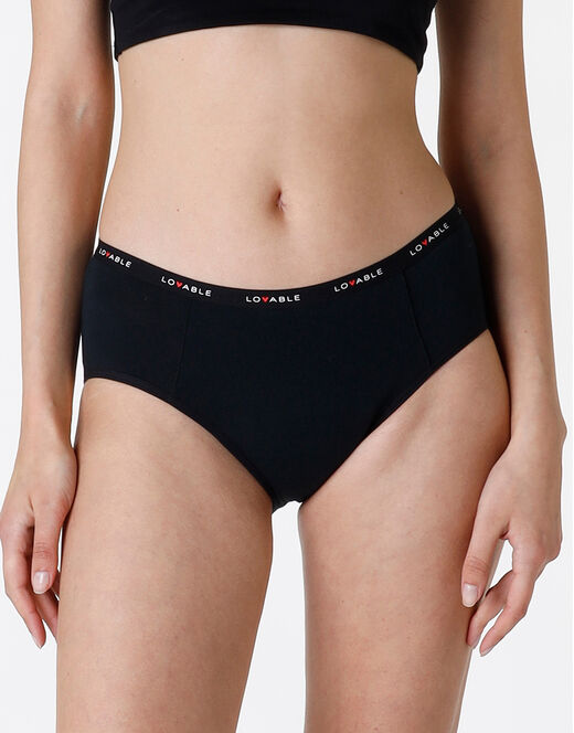 Lovable NUOVA Culotte da ciclo lavabile in cotone biologico certificato, colore nero, flusso abbondante Saldi