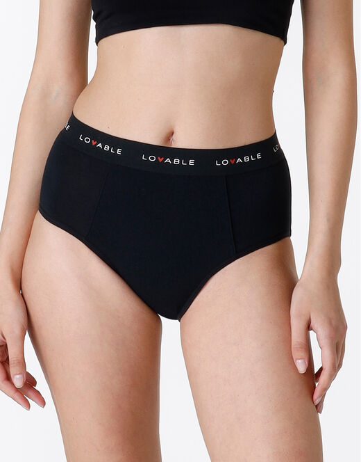 Lovable NUOVO Slip alto da ciclo lavabile in cotone biologico certificato, colore nero, per flusso abbondante Hotsell