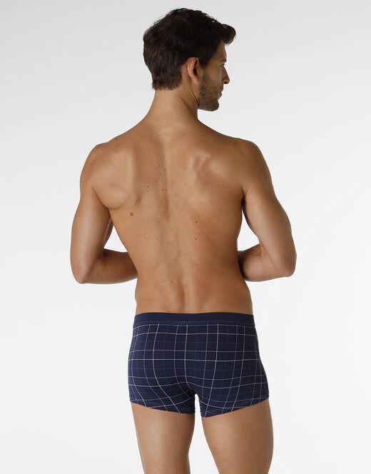 Lovable Boxer Casual Stretch Cotton in cotone elasticizzato, blu navy con stampa a quadri Vendite Flash