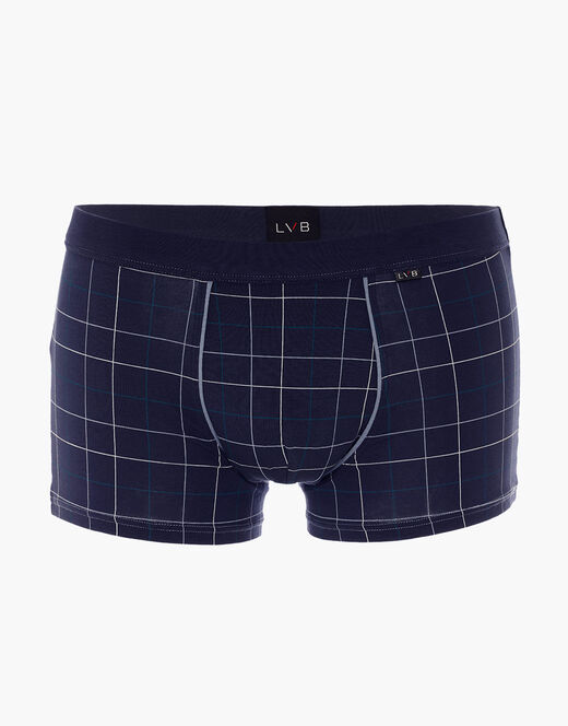 Lovable Boxer Casual Stretch Cotton in cotone elasticizzato, blu navy con stampa a quadri Vendite Flash