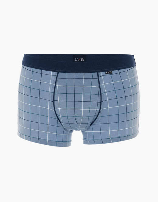 Lovable Boxer Casual Stretch Cotton in cotone elasticizzato, azzurro con stampa a quadri Negozio