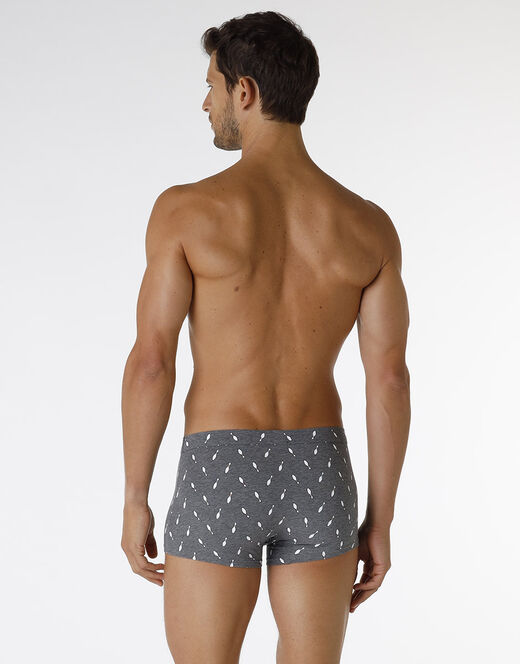 Lovable Boxer Printed Stretch Cotton in cotone elasticizzato, grigio melange stampato Italy