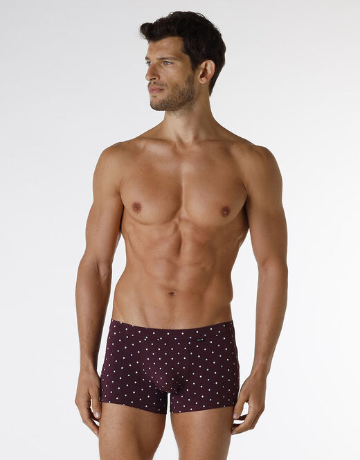 Lovable Boxer Classic Cotton Modal, bordeaux con stampa geometrica In Linea