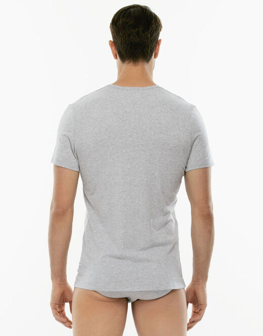 Lovable T-Shirt Cotton Stretch in cotone elasticizzato scollo a V, grigio melange Qualità