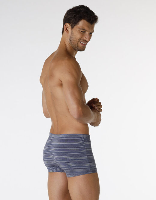 Lovable Boxer Rephined Cotton Modal, blu melange a righe Negozi Online