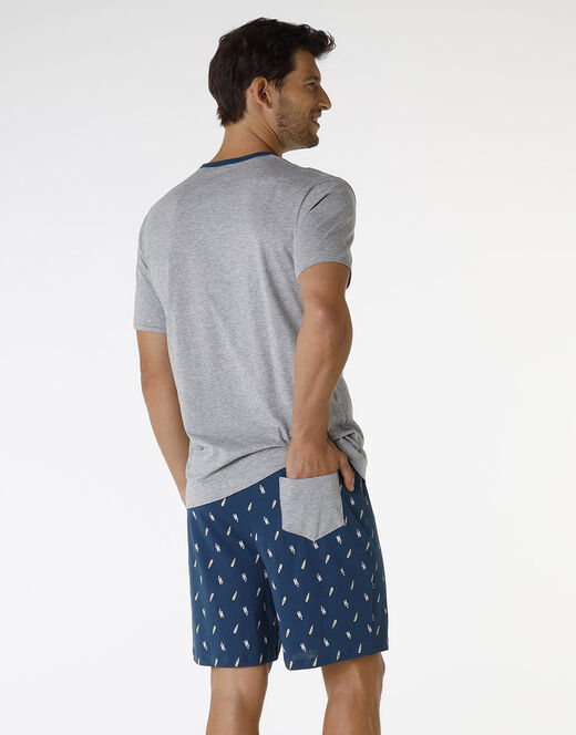 Lovable Pigiama corto in cotone, grigio melange con stampa Acquista Ora