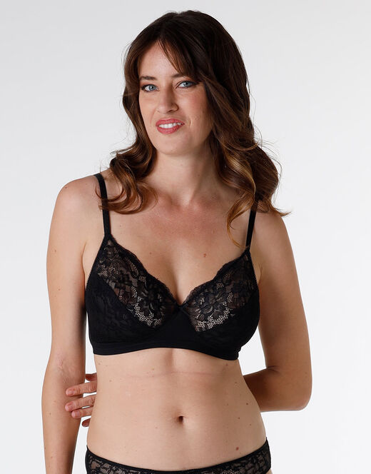 Lovable Reggiseno senza ferretto Sophisticated Lace in pizzo e tulle, nero Soddisfazione Garantita