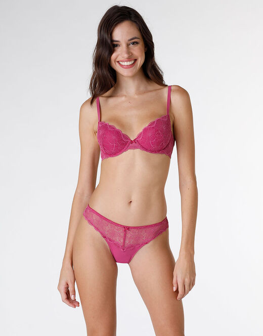 Lovable Brasiliano Pretty Lace in pizzo e microfibra, rosa sorbetto Online