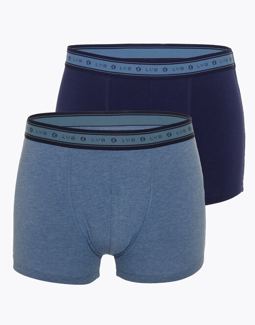 Lovable Boxer bipack uomo in cotone biologico, blu melange In Vendita