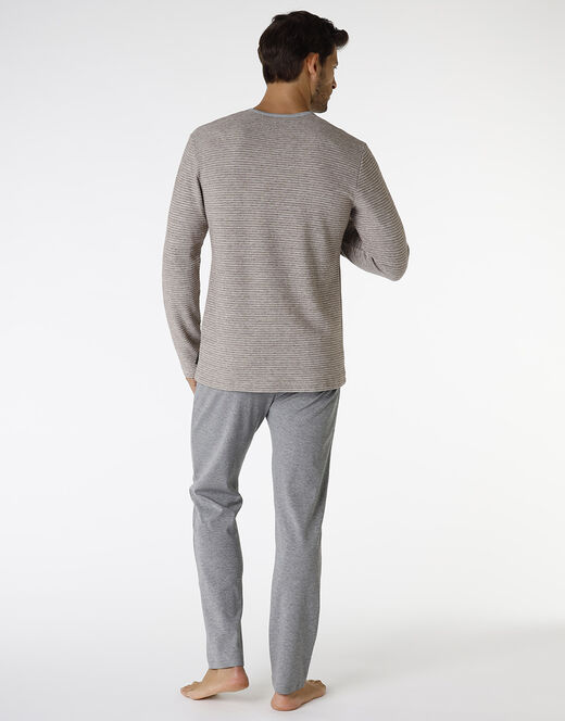 Lovable Pigiama lungo in interlock, corda scuro e grigio Hotsell