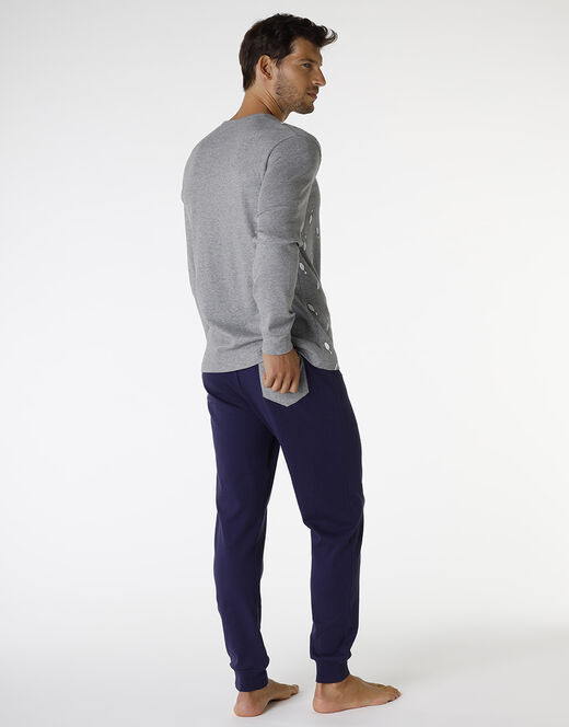 Lovable Pigiama lungo in cotone, grigio melange scuro stampa bowling Consegna Veloce