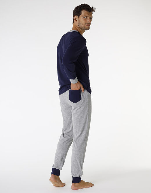 Lovable Pigiama in jersey di cotone, blu navy e grigio melange Economico