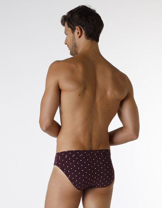 Lovable Slip Classic Cotton Modal, bordeaux con stampa geometrica Outlet