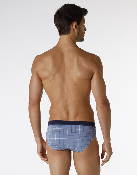 Lovable Slip Casual Stretch Cotton in cotone elasticizzato, azzurro con stampa a quadri Saldi