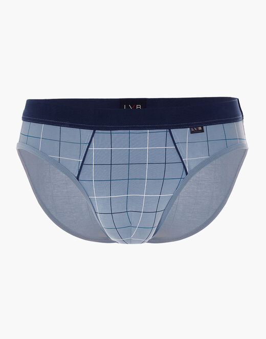 Lovable Slip Casual Stretch Cotton in cotone elasticizzato, azzurro con stampa a quadri Saldi