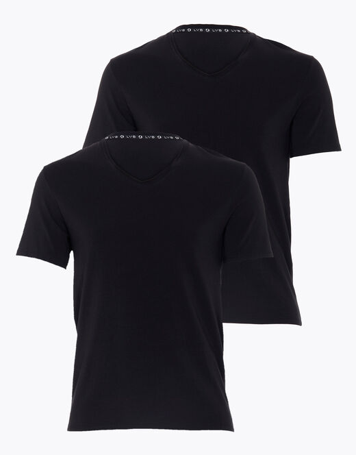 Lovable T-shirt girocollo uomo bipack in cotone biologico, nero Saldi Di Fabbrica
