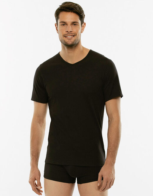 Lovable T-shirt 100% cotone Pure Cotton con scollo a V, nero