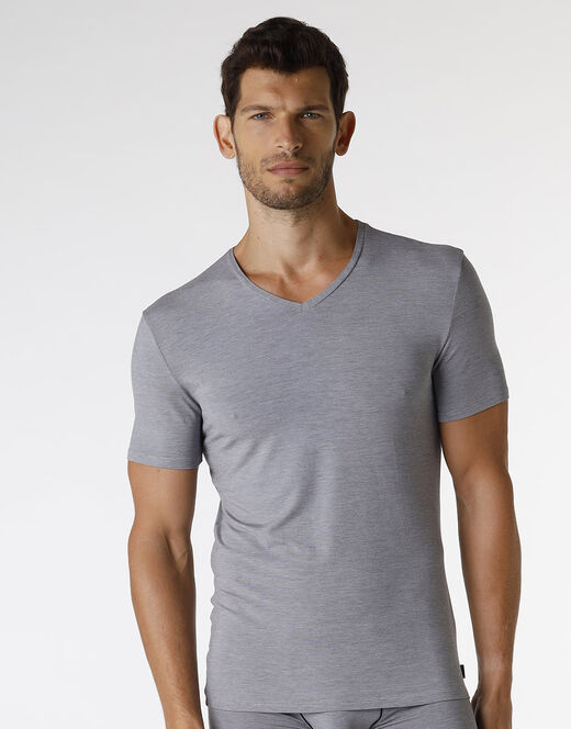Lovable T-shirt con scollo a V Micromodal Fil a Fil, grigio melange Negozi Online