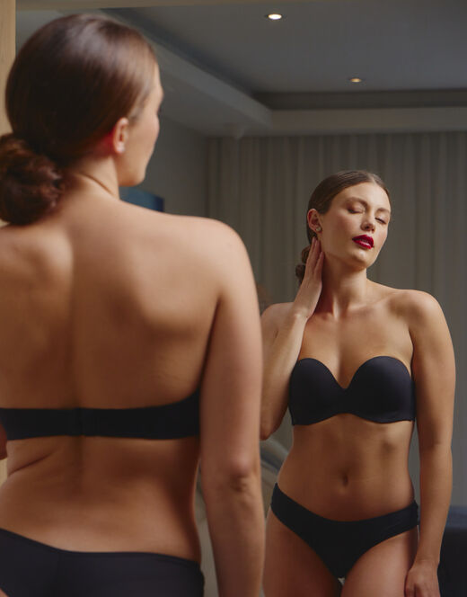 Lovable Balconette imbottito strapless, nero In Linea