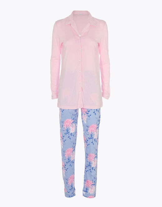 Lovable Pigiama lungo aperto in cotone modal, rosa con stampa floreale Qualità Garantita