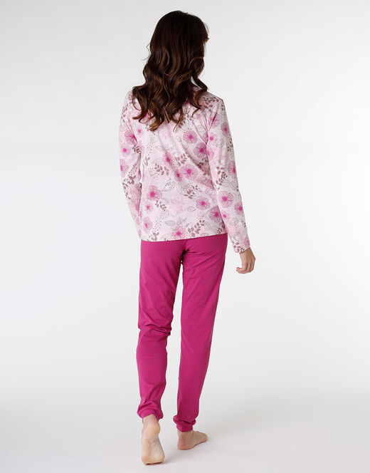 Lovable Pigiama lungo in jersey di cotone, rosa con stampa floreale Promozione Limitata